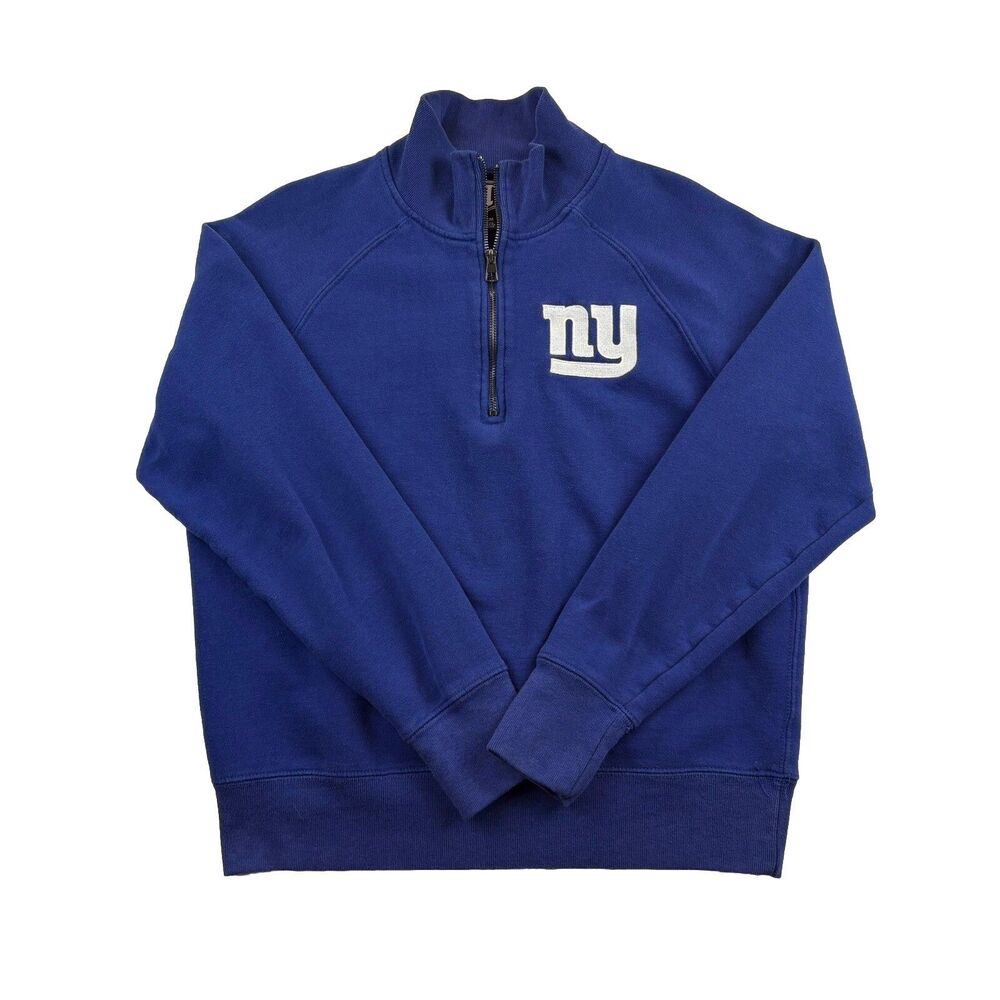 Vintage NY Giants 1/4 Zip Sweater Metal Zipper Mens M Blue OTS Long Sleeve